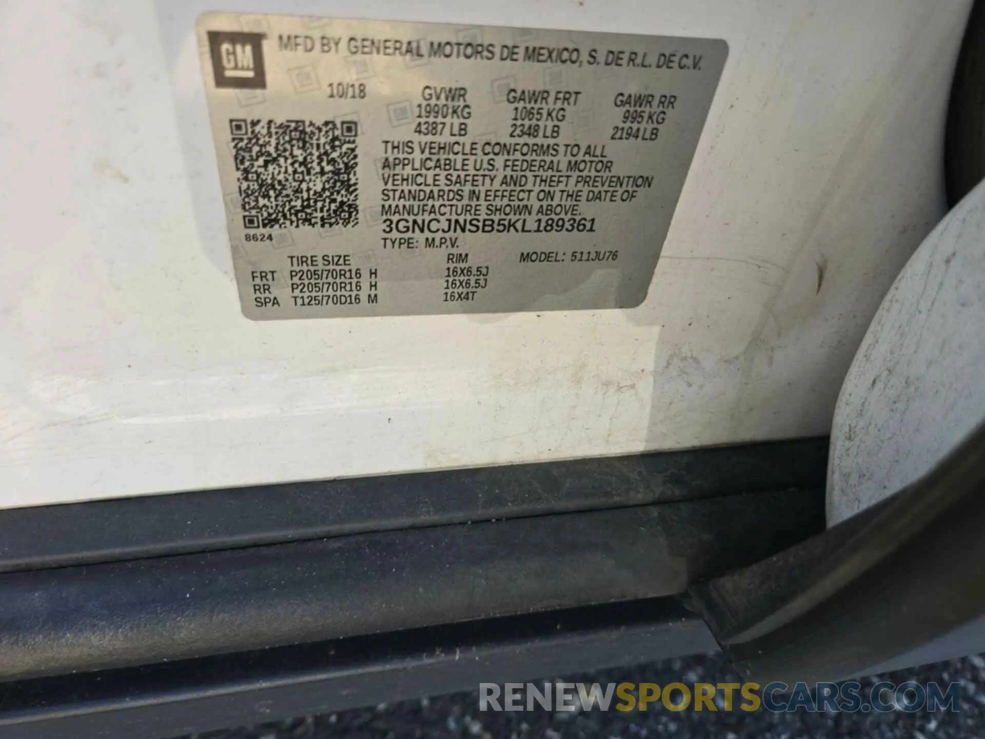30 Photograph of a damaged car 3GNCJNSB5KL189361 CHEVROLET TRAX 2019