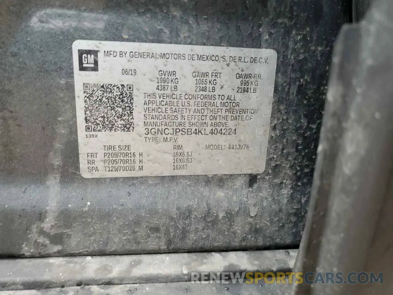 14 Photograph of a damaged car 3GNCJPSB4KL404224 CHEVROLET TRAX 2019