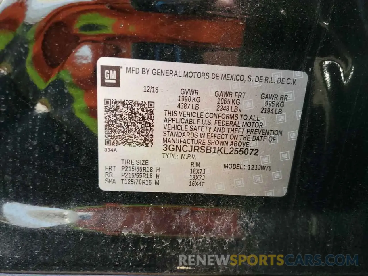 14 Photograph of a damaged car 3GNCJRSB1KL255072 CHEVROLET TRAX 2019