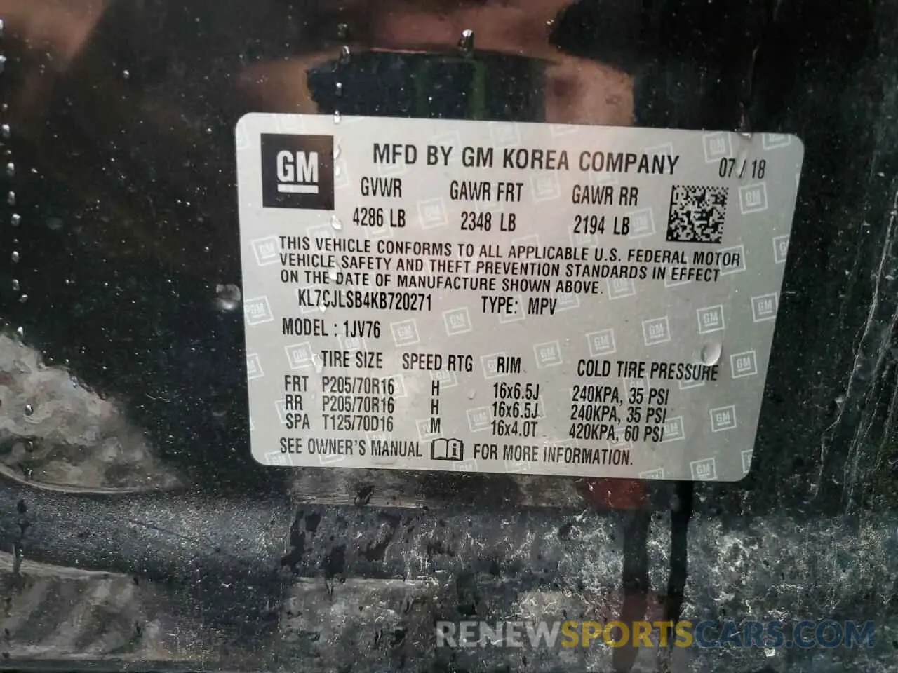 14 Photograph of a damaged car KL7CJLSB4KB720271 CHEVROLET TRAX 2019