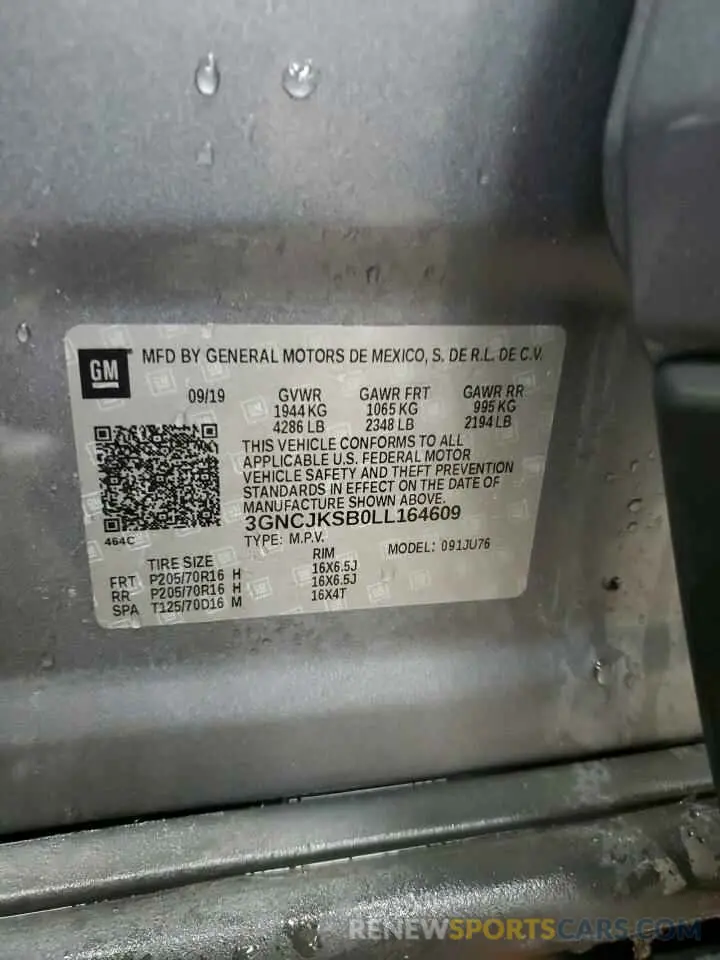 14 Photograph of a damaged car 3GNCJKSB0LL164609 CHEVROLET TRAX 2020