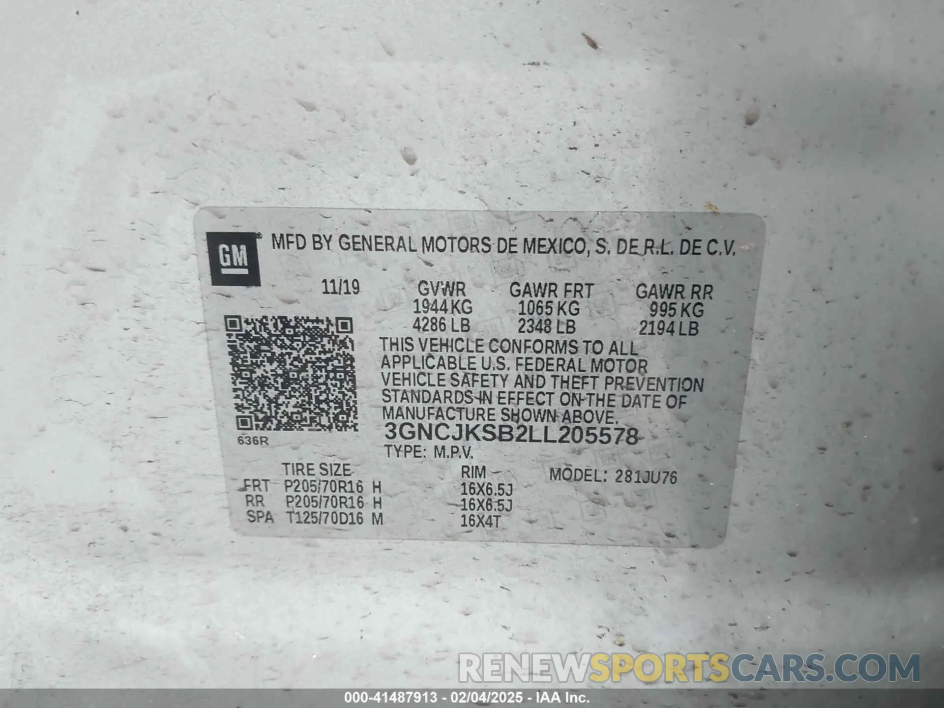 9 Photograph of a damaged car 3GNCJKSB2LL205578 CHEVROLET TRAX 2020