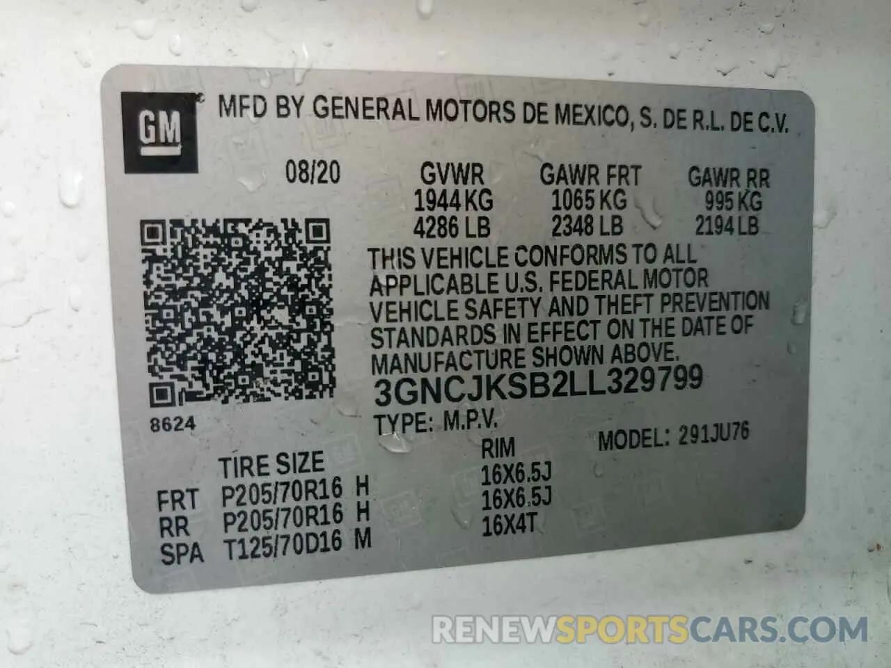 15 Photograph of a damaged car 3GNCJKSB2LL329799 CHEVROLET TRAX 2020