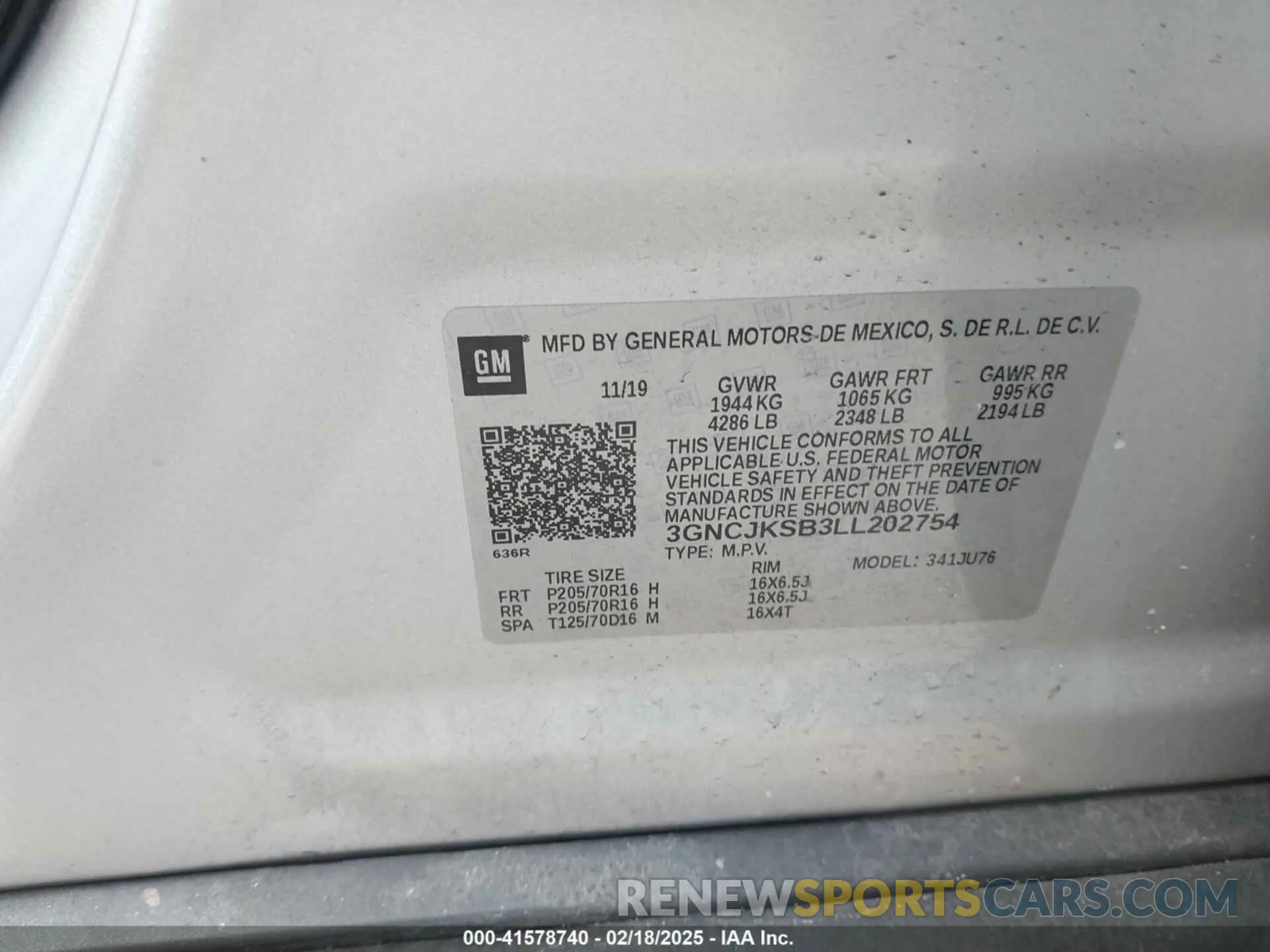 9 Photograph of a damaged car 3GNCJKSB3LL202754 CHEVROLET TRAX 2020