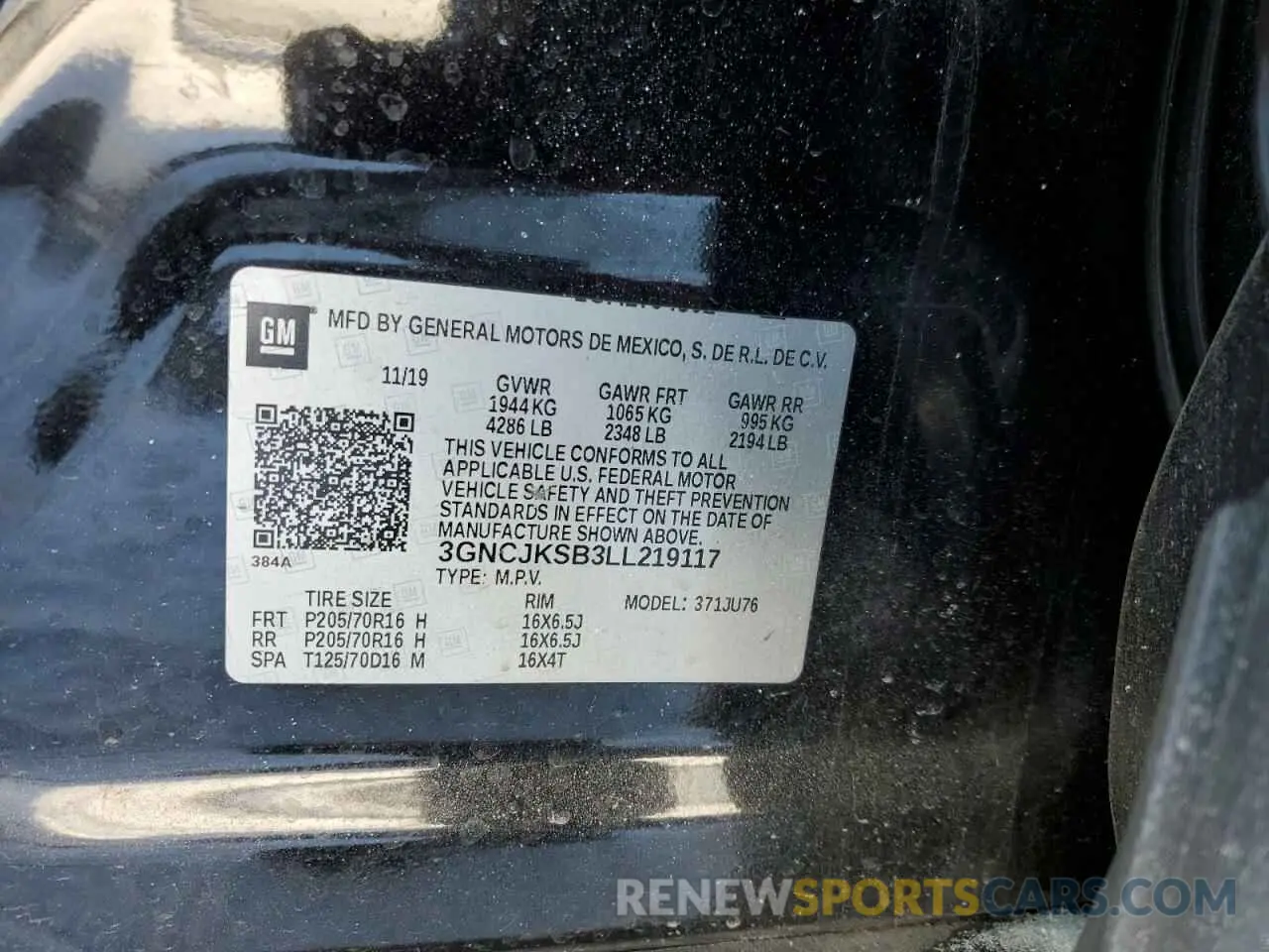 14 Photograph of a damaged car 3GNCJKSB3LL219117 CHEVROLET TRAX 2020