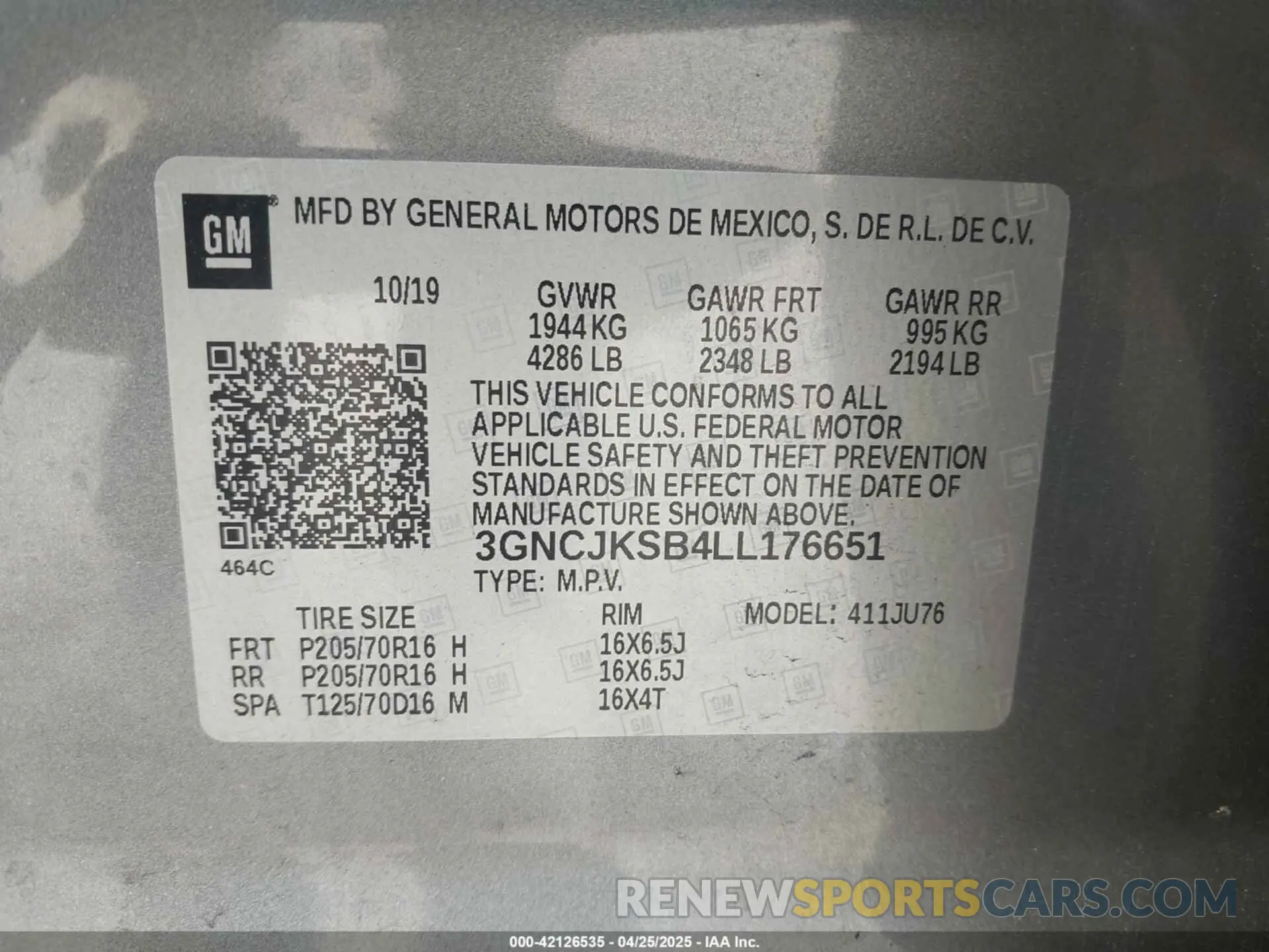 9 Photograph of a damaged car 3GNCJKSB4LL176651 CHEVROLET TRAX 2020