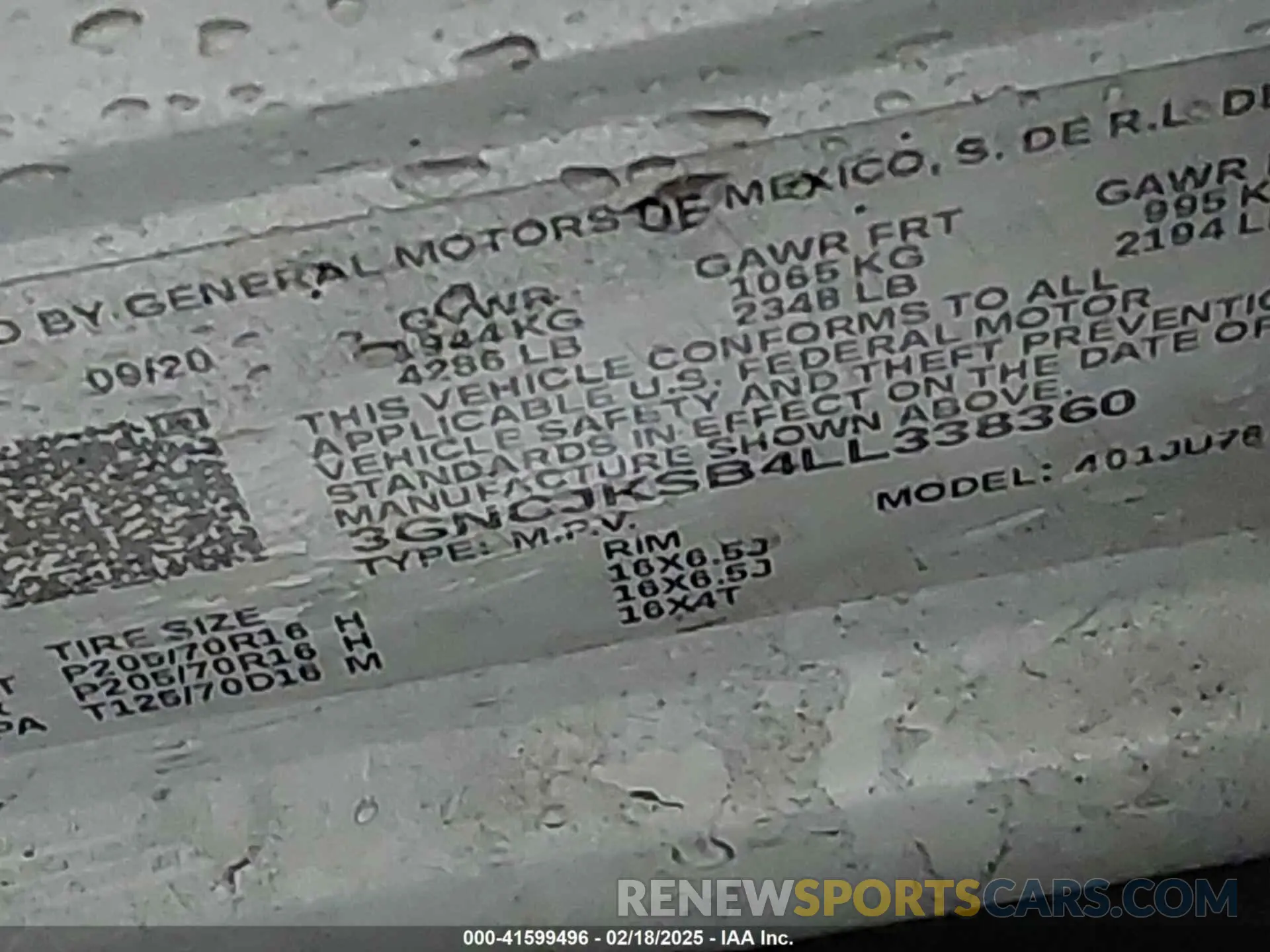 9 Photograph of a damaged car 3GNCJKSB4LL338360 CHEVROLET TRAX 2020
