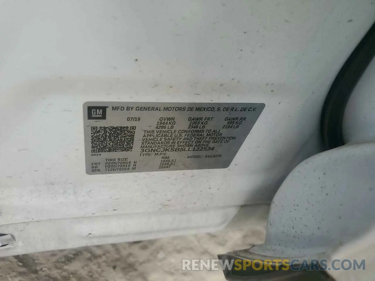 12 Photograph of a damaged car 3GNCJKSB5LL122534 CHEVROLET TRAX 2020