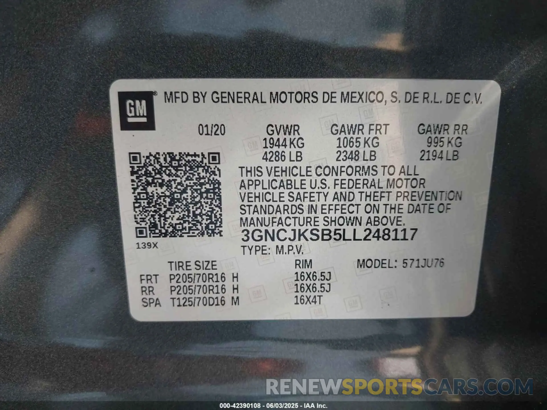 9 Photograph of a damaged car 3GNCJKSB5LL248117 CHEVROLET TRAX 2020