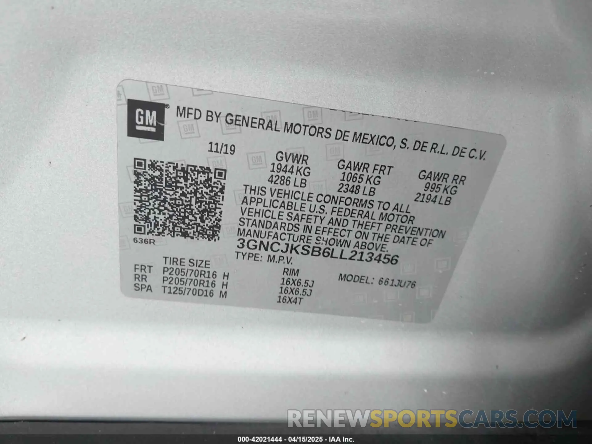 9 Photograph of a damaged car 3GNCJKSB6LL213456 CHEVROLET TRAX 2020