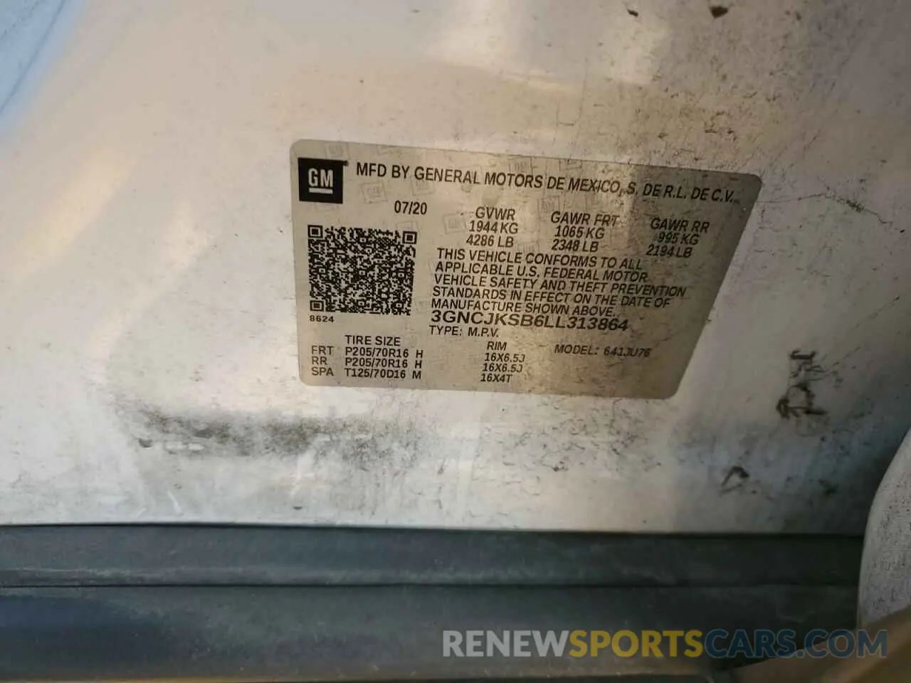 15 Photograph of a damaged car 3GNCJKSB6LL313864 CHEVROLET TRAX 2020