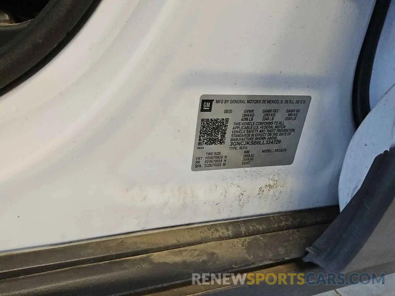 12 Photograph of a damaged car 3GNCJKSB6LL334729 CHEVROLET TRAX 2020