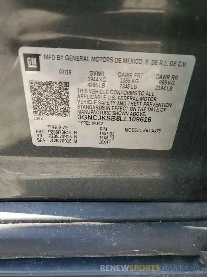 13 Photograph of a damaged car 3GNCJKSB8LL109616 CHEVROLET TRAX 2020