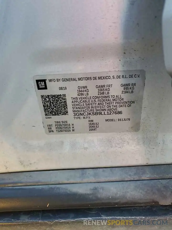 14 Photograph of a damaged car 3GNCJKSB9LL127686 CHEVROLET TRAX 2020