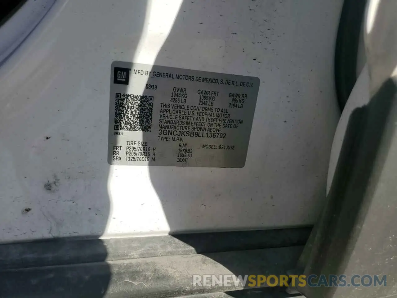 14 Photograph of a damaged car 3GNCJKSB9LL136792 CHEVROLET TRAX 2020