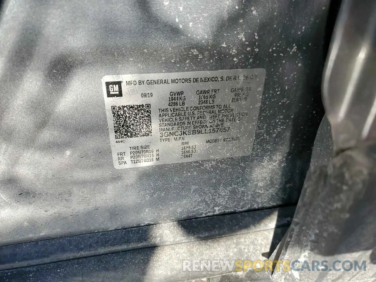 12 Photograph of a damaged car 3GNCJKSB9LL157657 CHEVROLET TRAX 2020