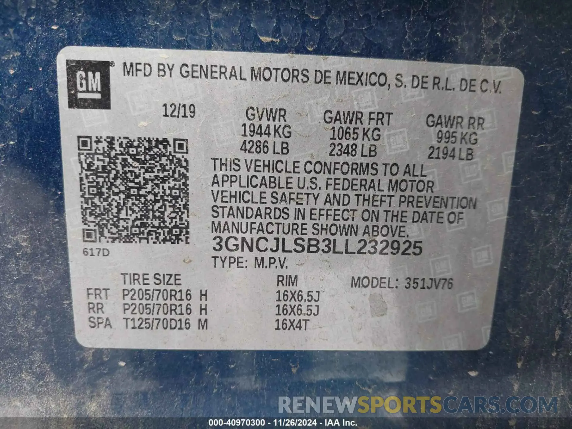 9 Photograph of a damaged car 3GNCJLSB3LL232925 CHEVROLET TRAX 2020