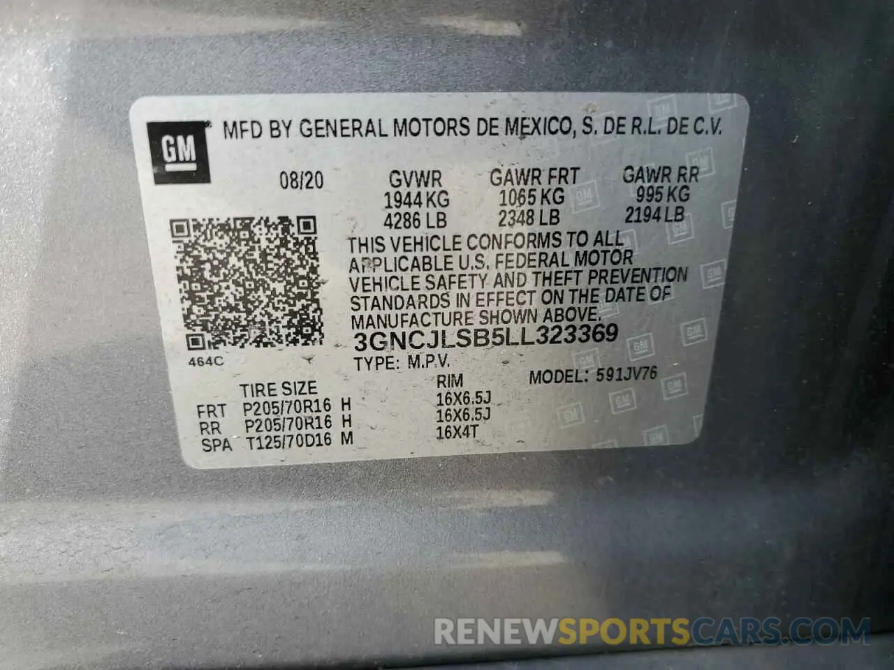 15 Photograph of a damaged car 3GNCJLSB5LL323369 CHEVROLET TRAX 2020