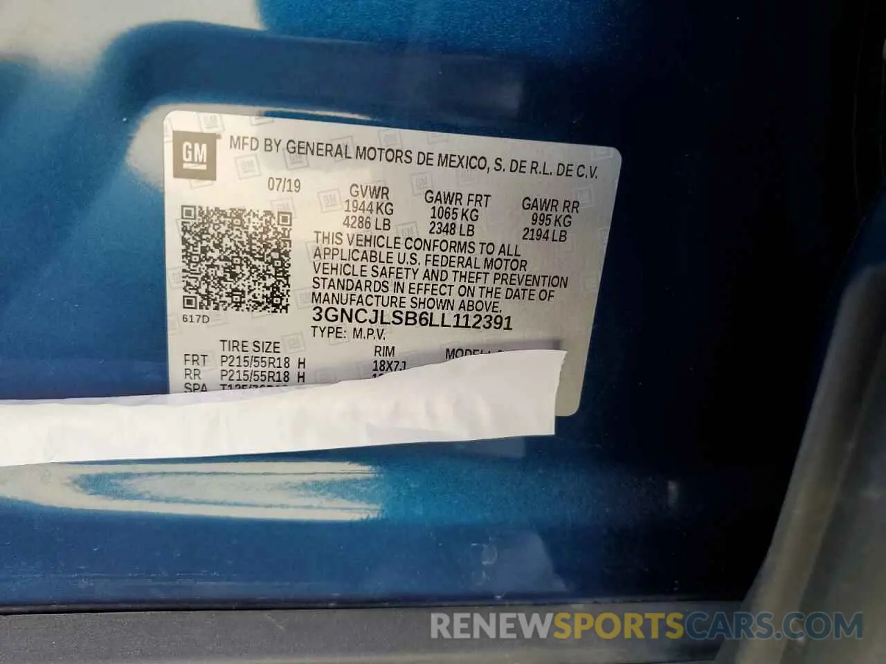 14 Photograph of a damaged car 3GNCJLSB6LL112391 CHEVROLET TRAX 2020