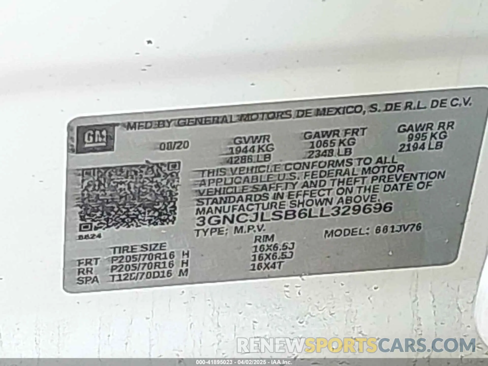 9 Photograph of a damaged car 3GNCJLSB6LL329696 CHEVROLET TRAX 2020