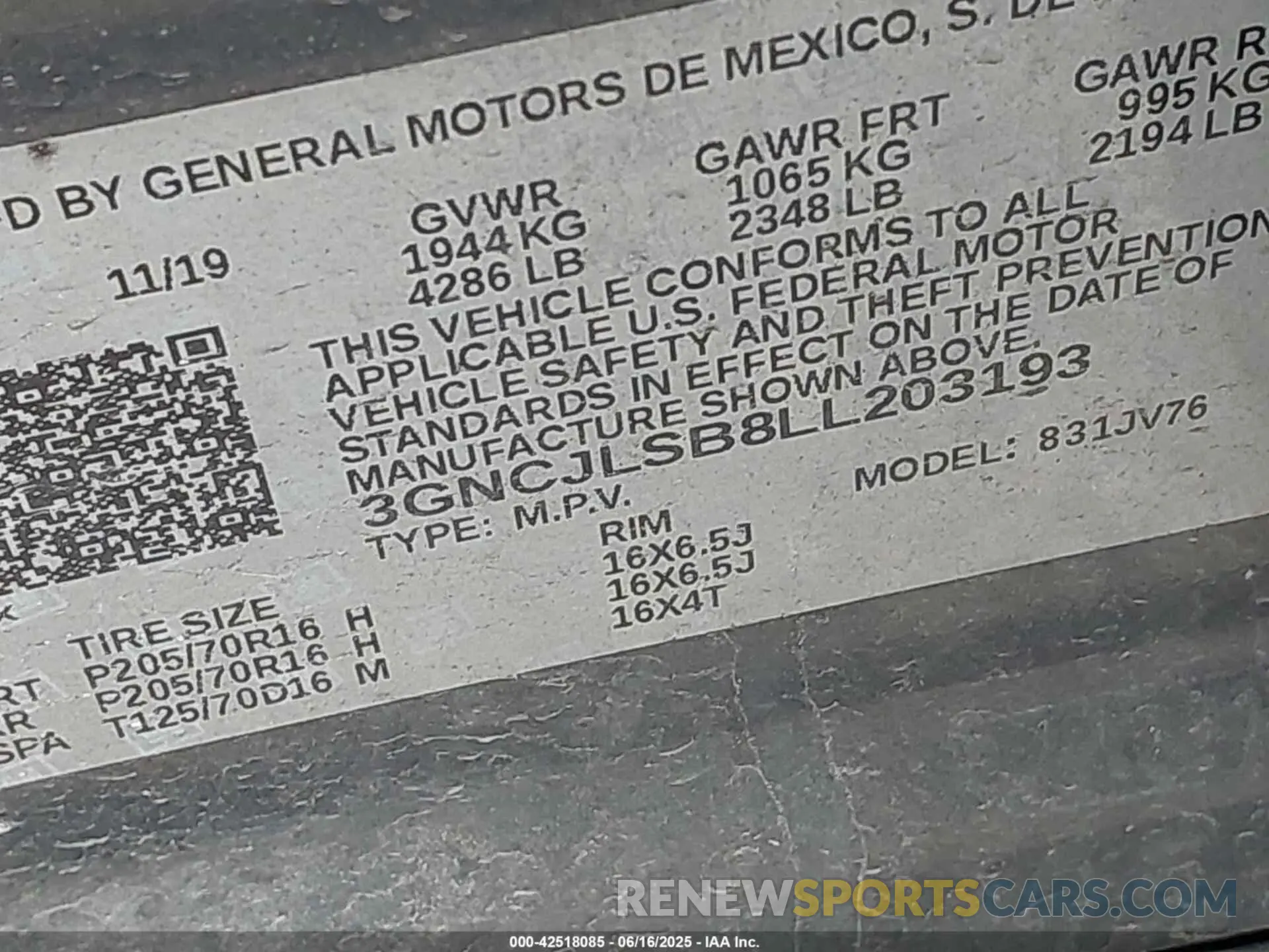 9 Photograph of a damaged car 3GNCJLSB8LL203193 CHEVROLET TRAX 2020