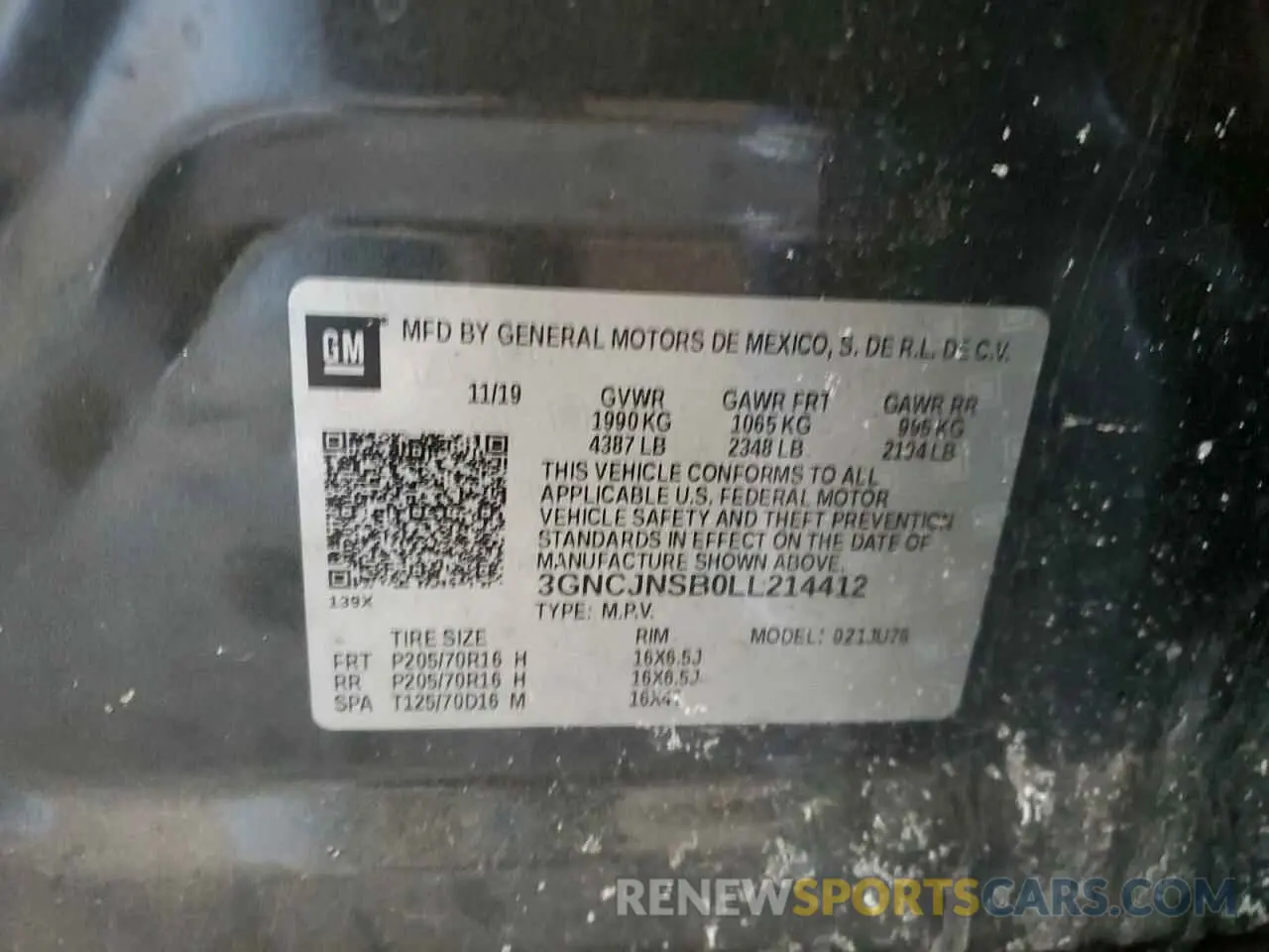 12 Photograph of a damaged car 3GNCJNSB0LL214412 CHEVROLET TRAX 2020