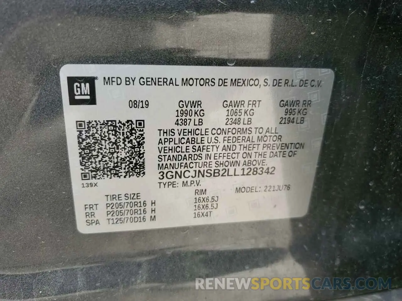 12 Photograph of a damaged car 3GNCJNSB2LL128342 CHEVROLET TRAX 2020