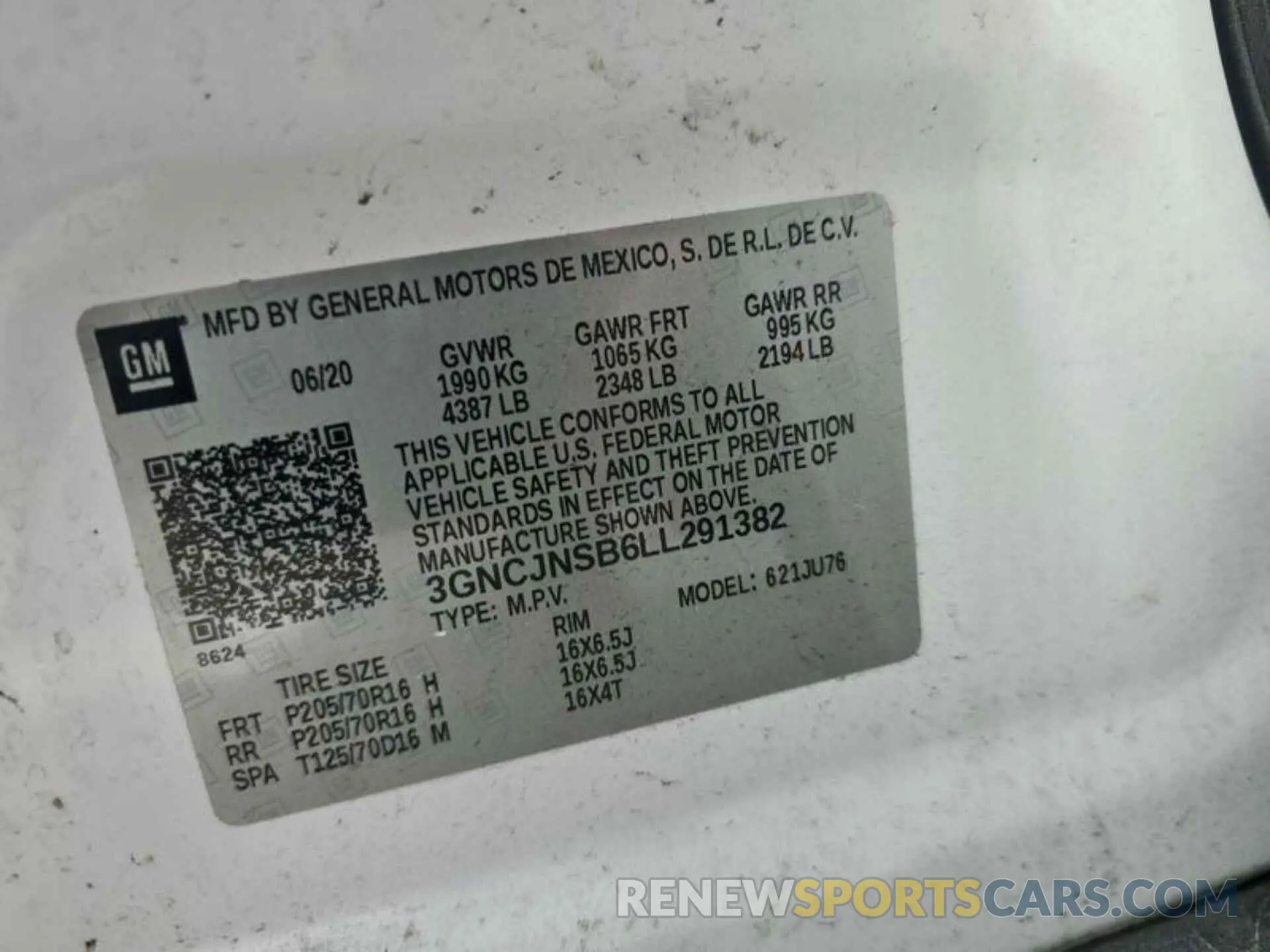 2 Photograph of a damaged car 3GNCJNSB6LL291382 CHEVROLET TRAX 2020