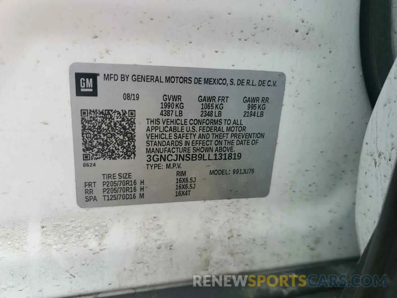 13 Photograph of a damaged car 3GNCJNSB9LL131819 CHEVROLET TRAX 2020