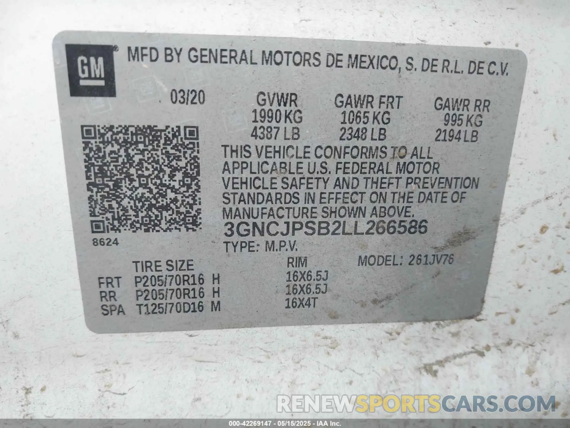 9 Photograph of a damaged car 3GNCJPSB2LL266586 CHEVROLET TRAX 2020