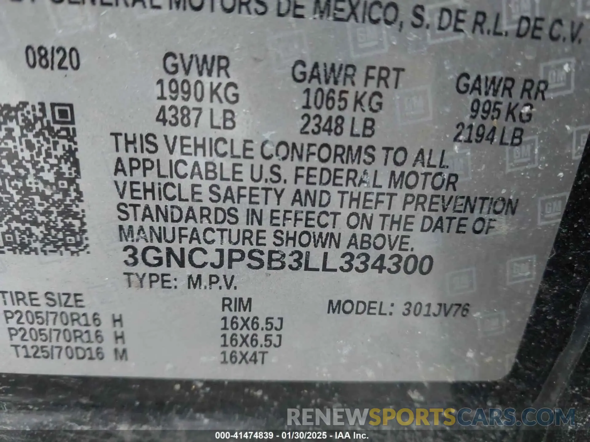 9 Photograph of a damaged car 3GNCJPSB3LL334300 CHEVROLET TRAX 2020