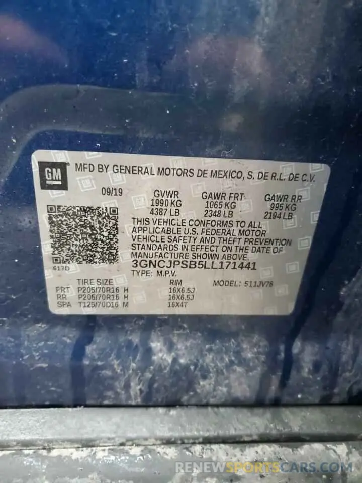 16 Photograph of a damaged car 3GNCJPSB5LL171441 CHEVROLET TRAX 2020