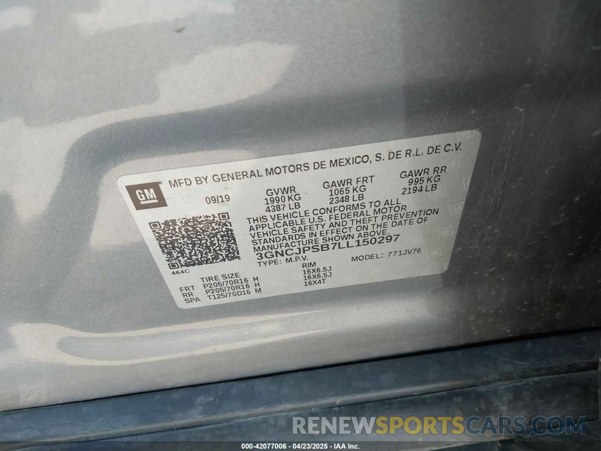 9 Photograph of a damaged car 3GNCJPSB7LL150297 CHEVROLET TRAX 2020