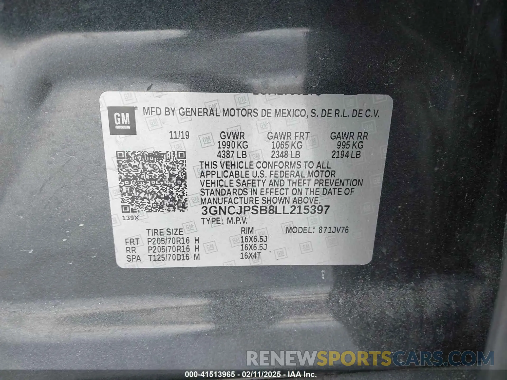 9 Photograph of a damaged car 3GNCJPSB8LL215397 CHEVROLET TRAX 2020