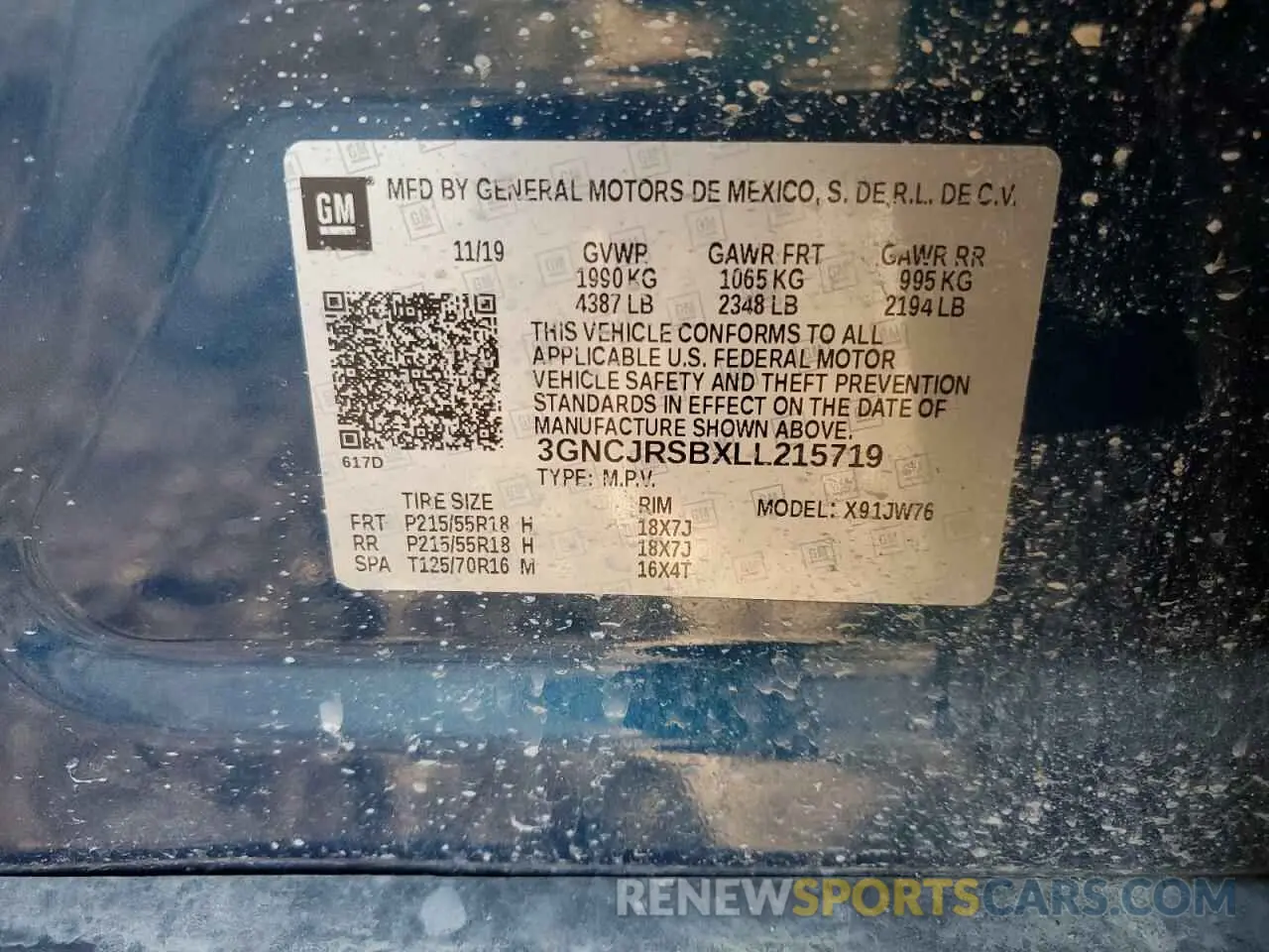 15 Photograph of a damaged car 3GNCJRSBXLL215719 CHEVROLET TRAX 2020