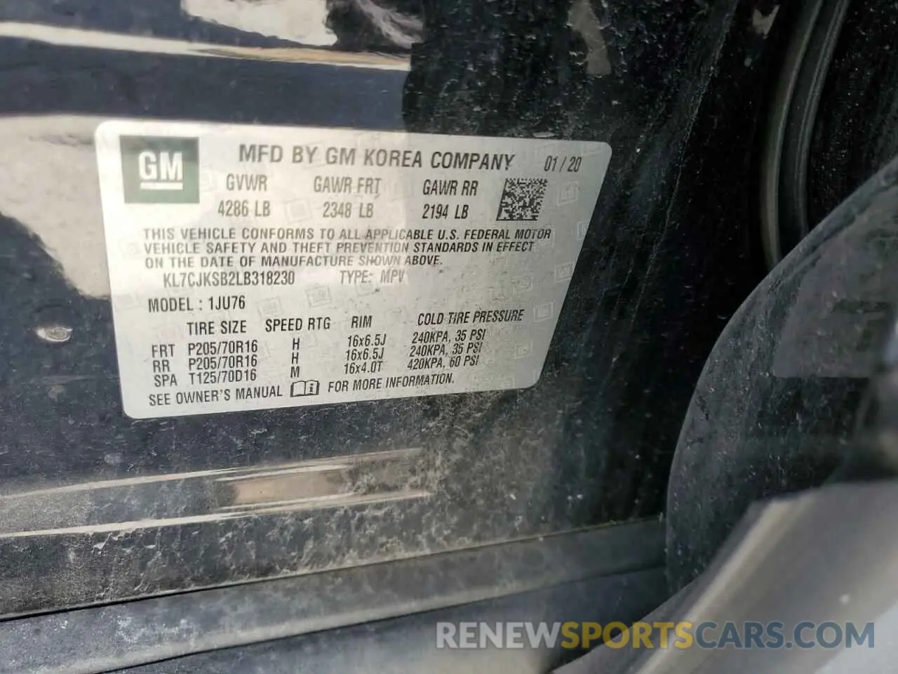 13 Photograph of a damaged car KL7CJKSB2LB318230 CHEVROLET TRAX 2020