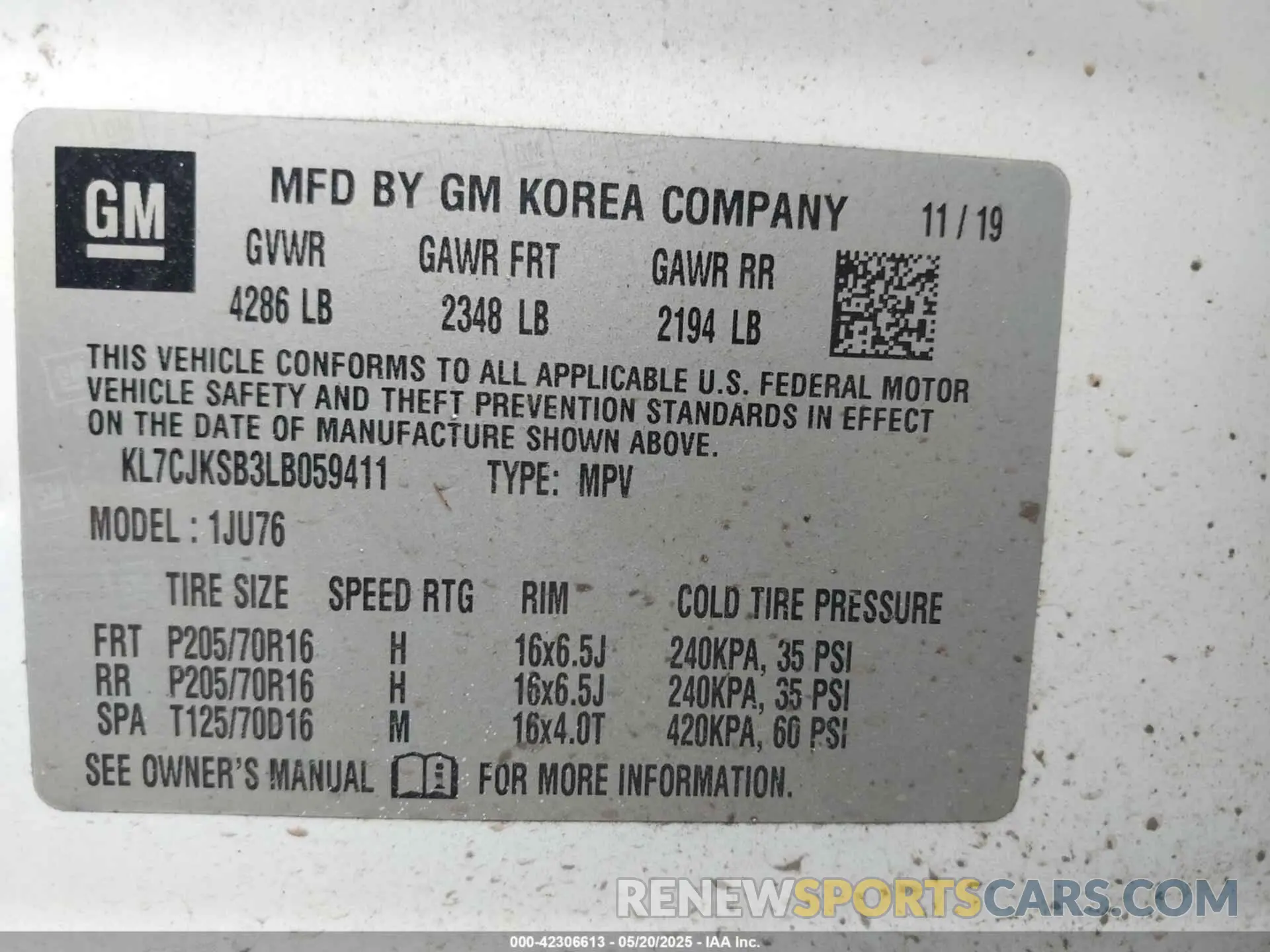 9 Photograph of a damaged car KL7CJKSB3LB059411 CHEVROLET TRAX 2020