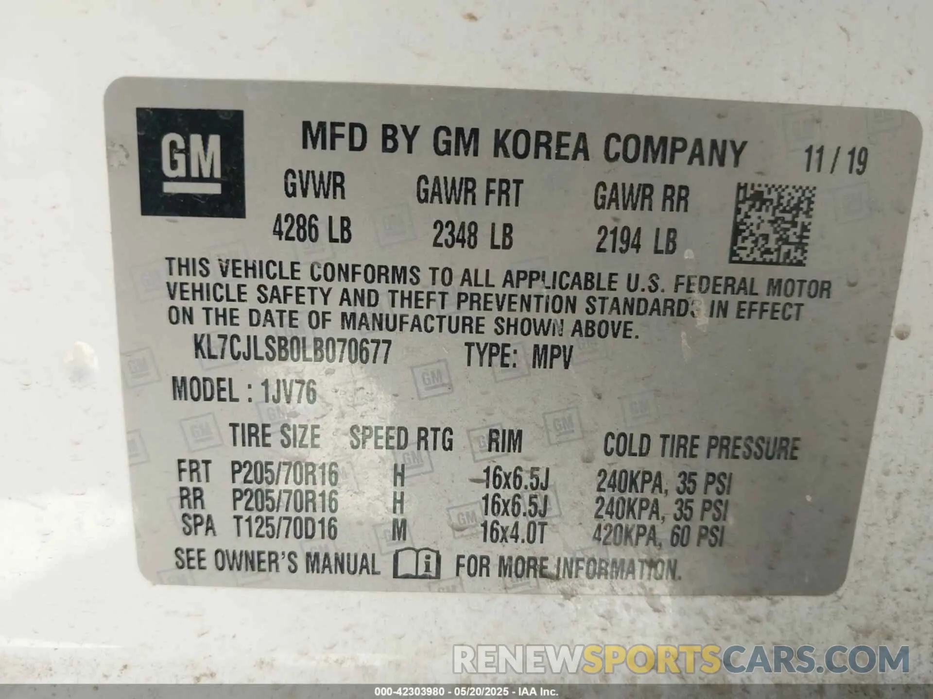 9 Photograph of a damaged car KL7CJLSB0LB070677 CHEVROLET TRAX 2020