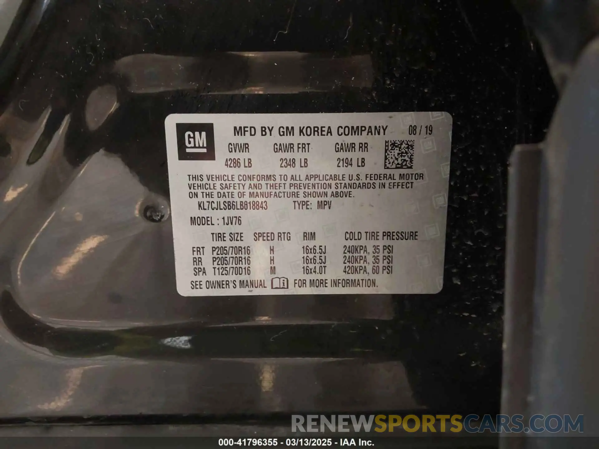 9 Photograph of a damaged car KL7CJLSB6LB018843 CHEVROLET TRAX 2020