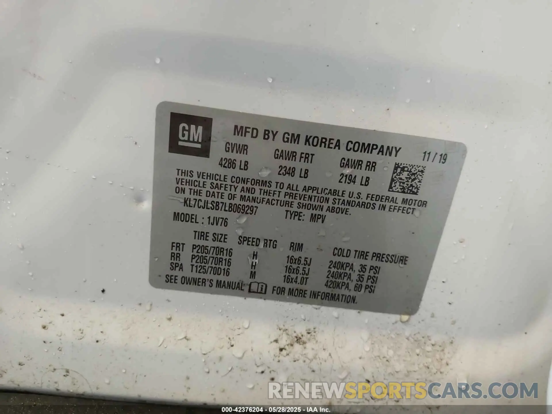 9 Photograph of a damaged car KL7CJLSB7LB069297 CHEVROLET TRAX 2020