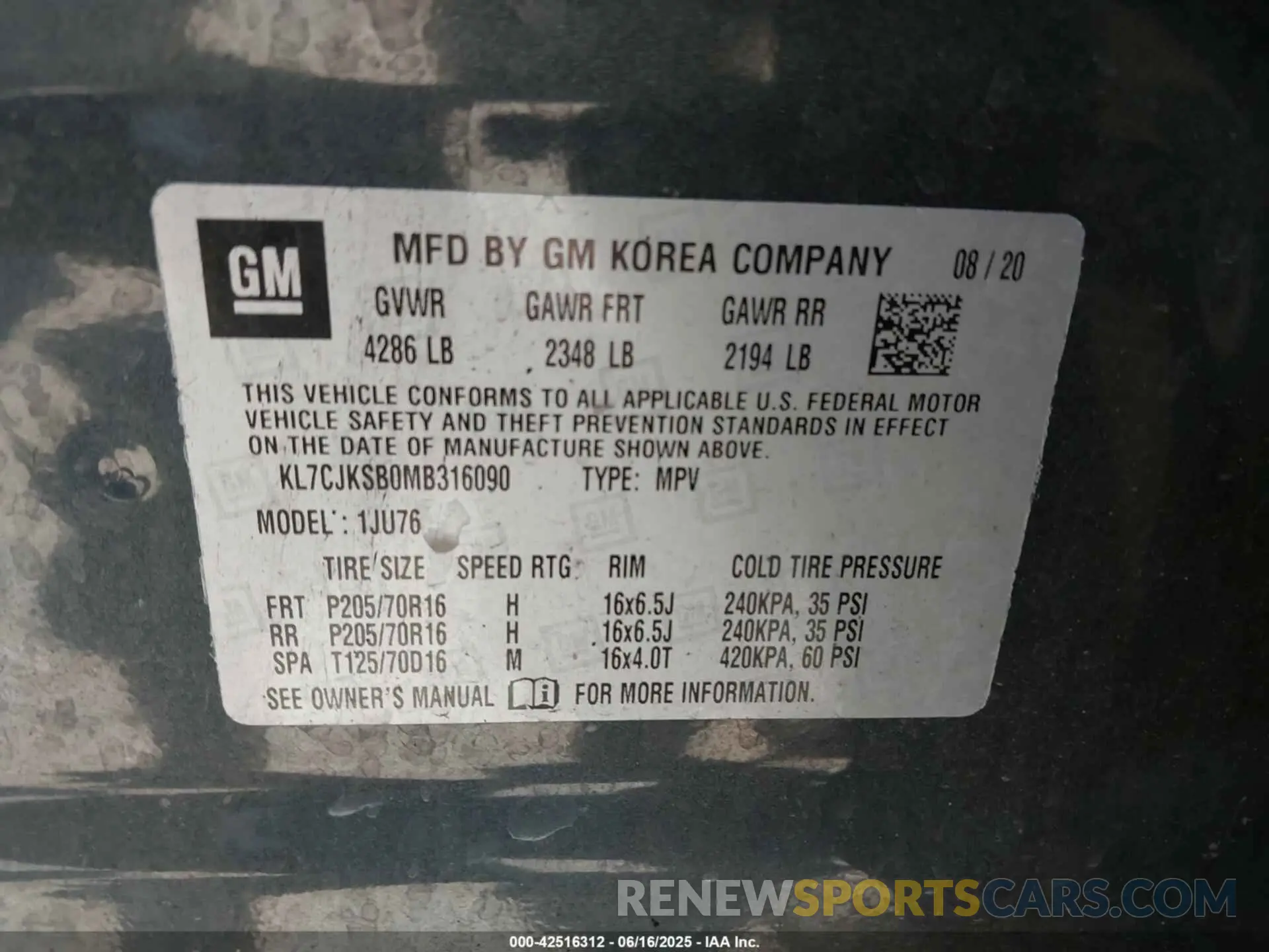 9 Photograph of a damaged car KL7CJKSB0MB316090 CHEVROLET TRAX 2021