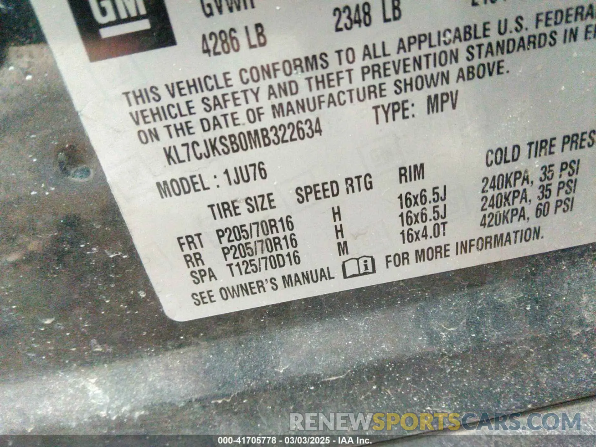 9 Photograph of a damaged car KL7CJKSB0MB322634 CHEVROLET TRAX 2021