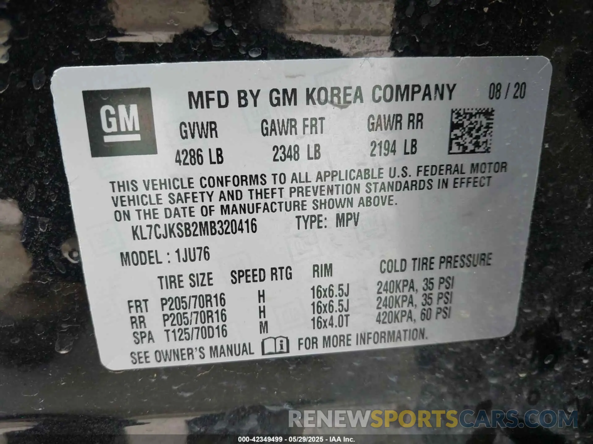 9 Photograph of a damaged car KL7CJKSB2MB320416 CHEVROLET TRAX 2021