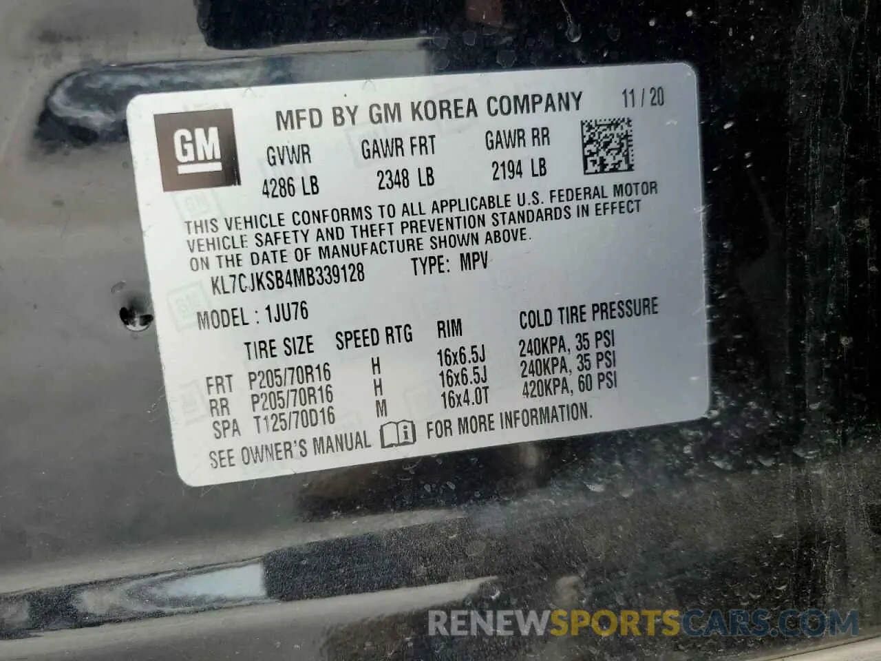 13 Photograph of a damaged car KL7CJKSB4MB339128 CHEVROLET TRAX 2021