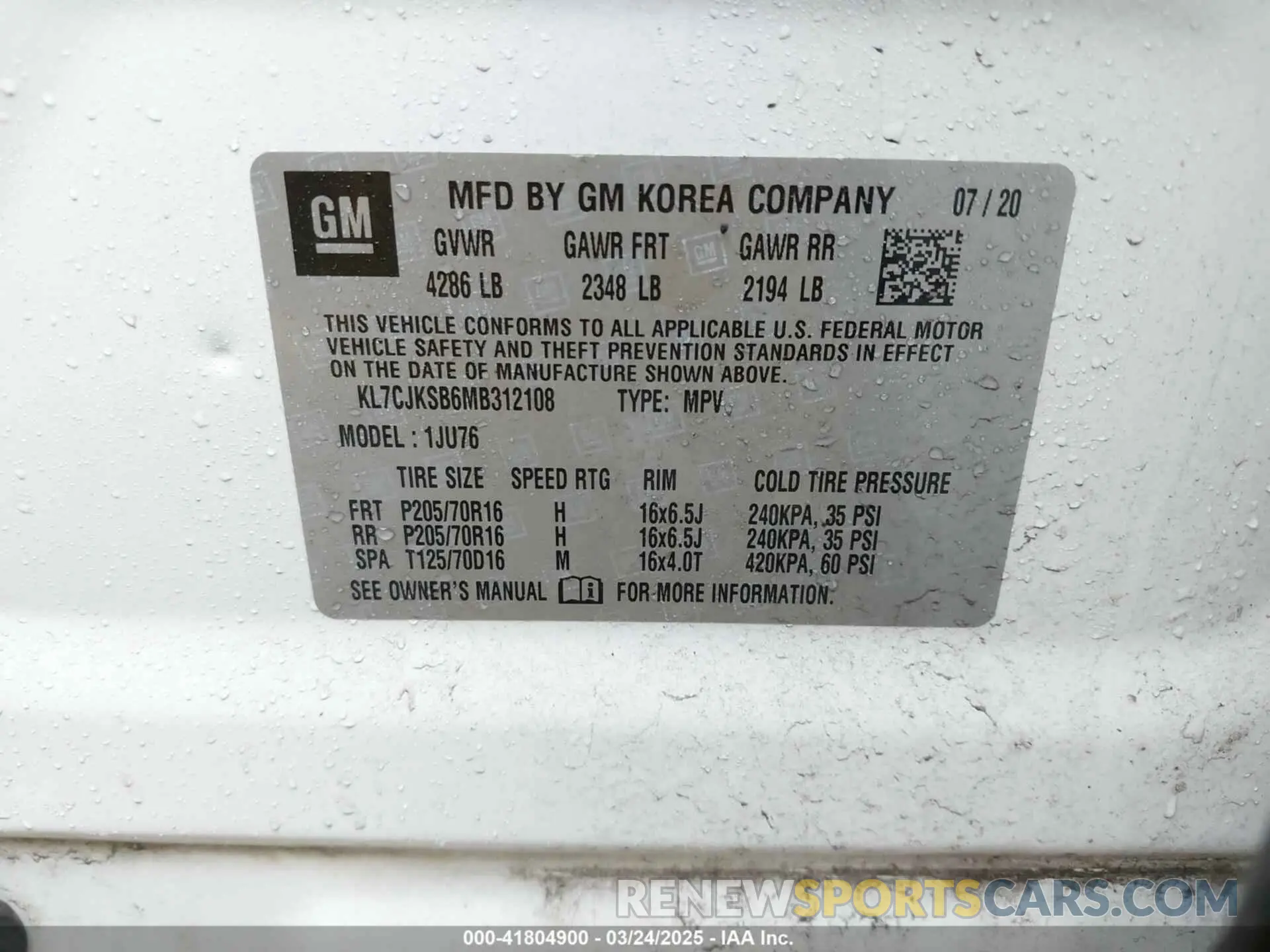 9 Photograph of a damaged car KL7CJKSB6MB312108 CHEVROLET TRAX 2021