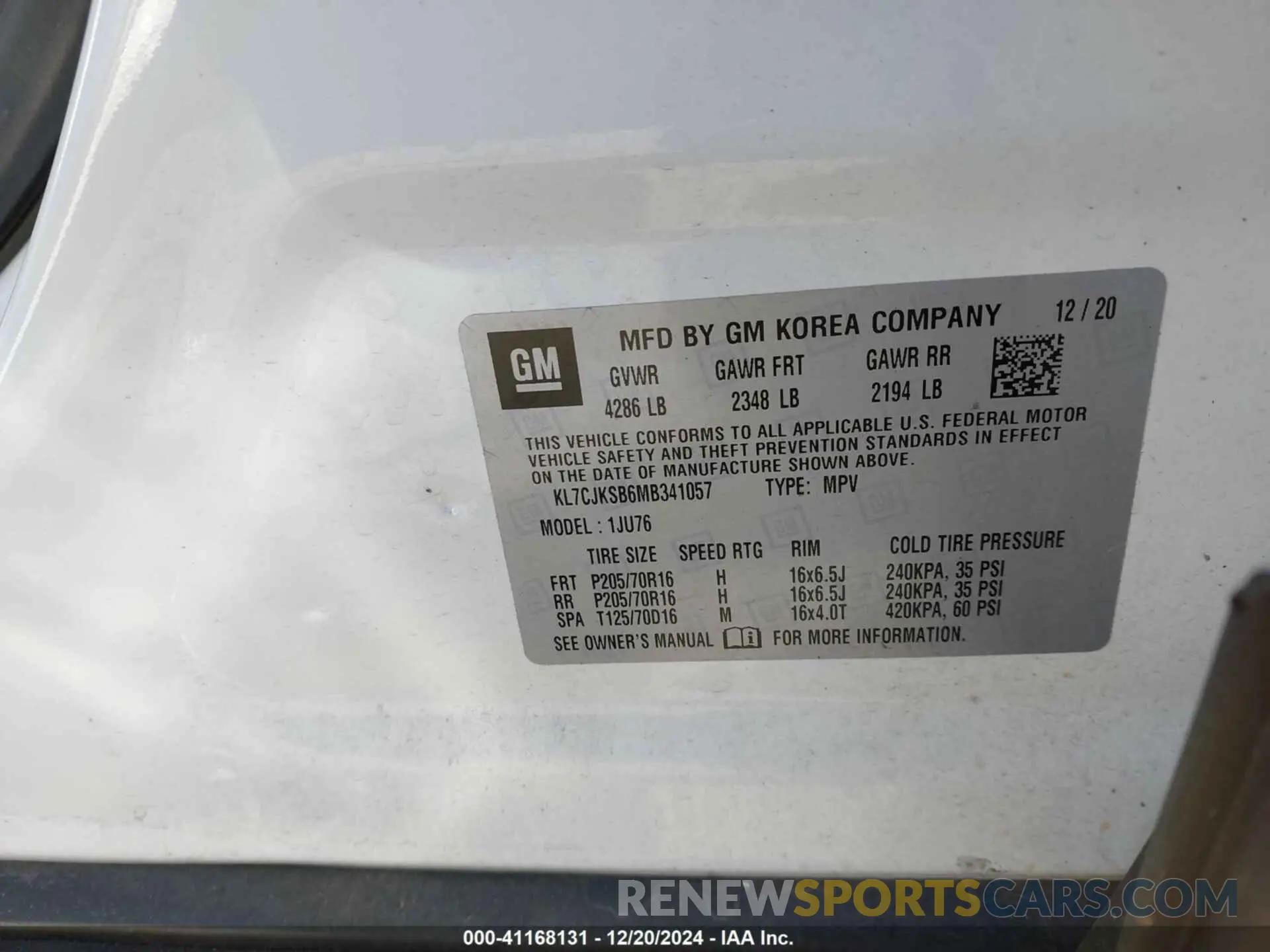 9 Photograph of a damaged car KL7CJKSB6MB341057 CHEVROLET TRAX 2021