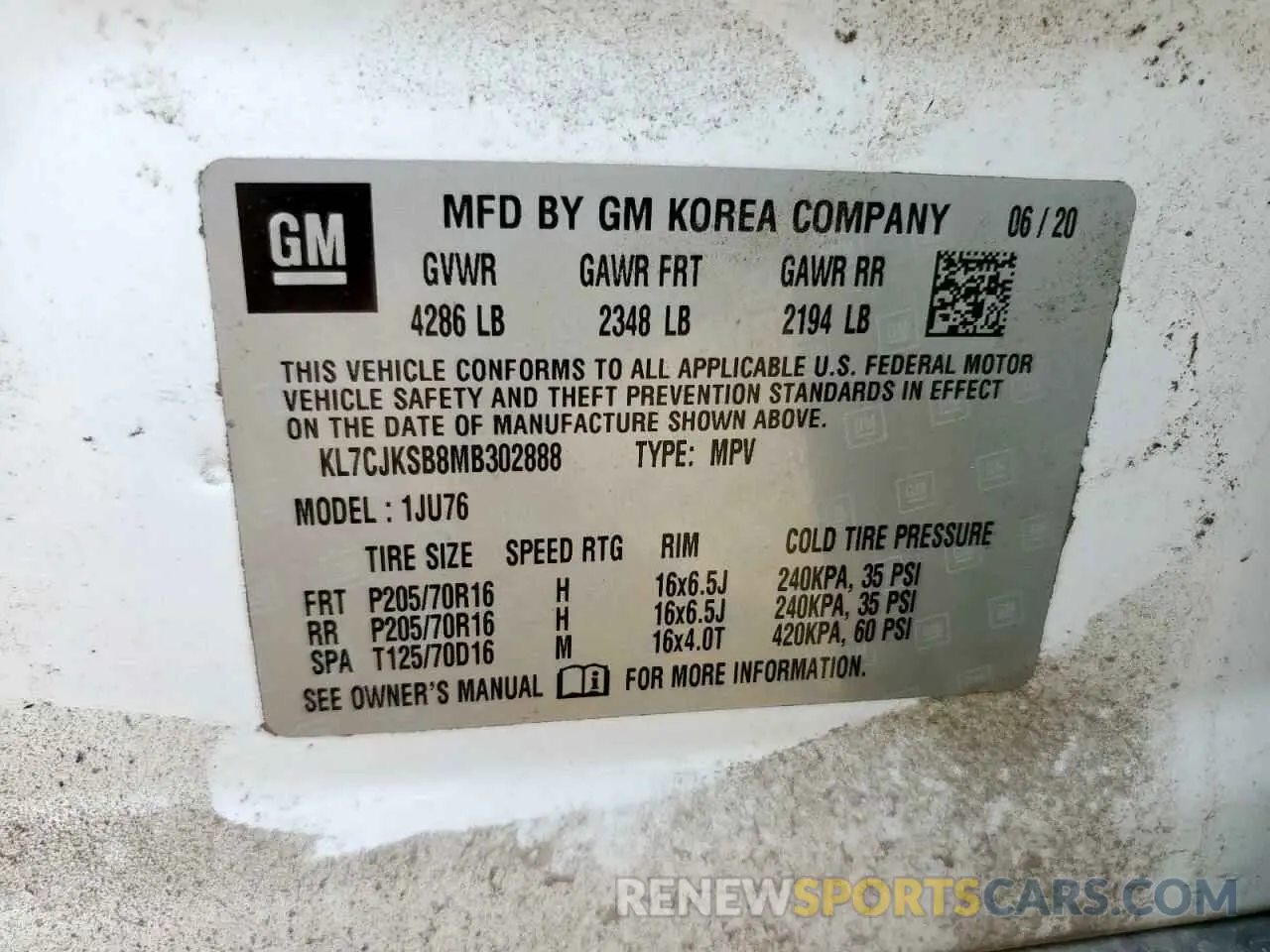 12 Photograph of a damaged car KL7CJKSB8MB302888 CHEVROLET TRAX 2021