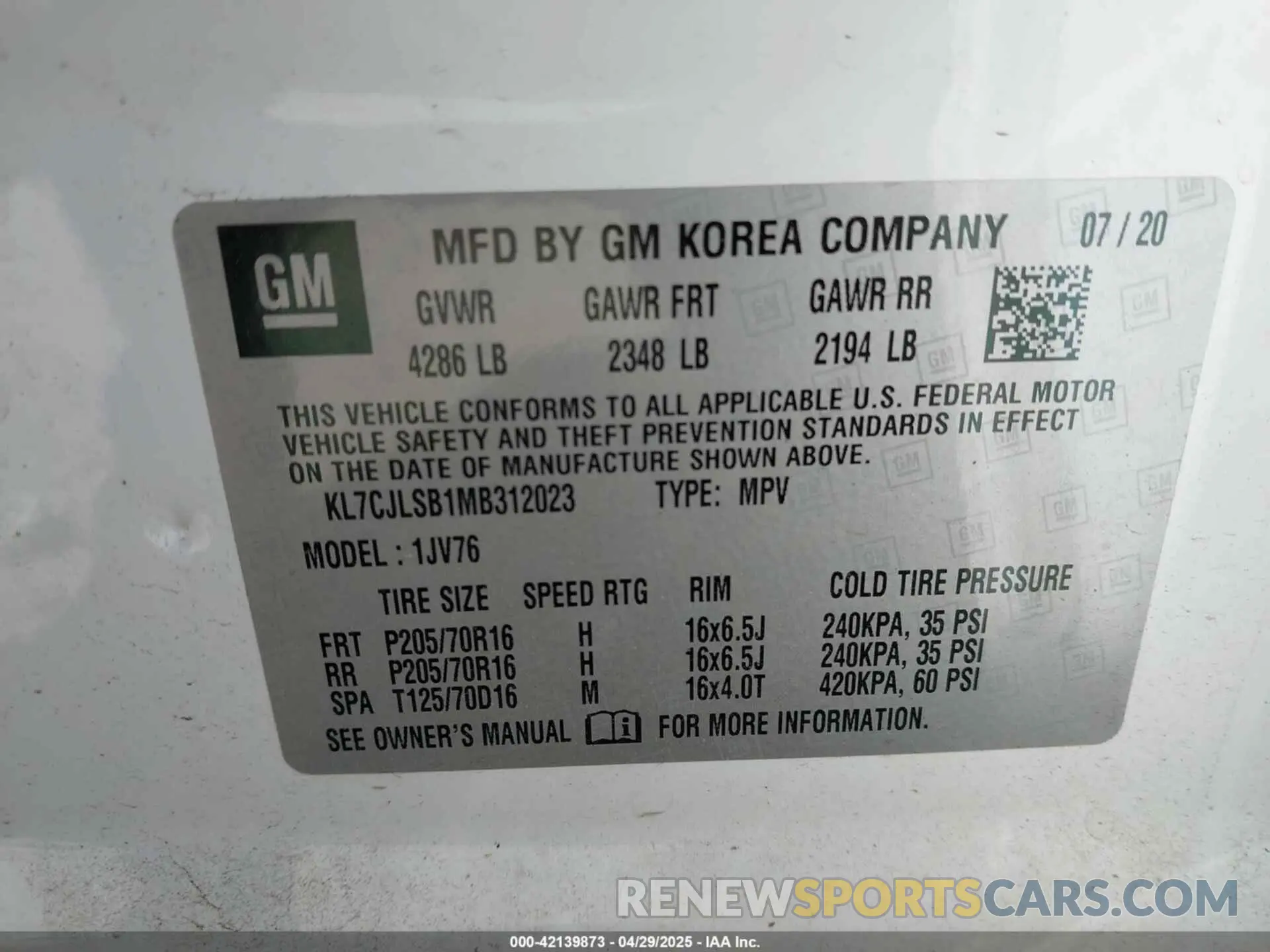 9 Photograph of a damaged car KL7CJLSB1MB312023 CHEVROLET TRAX 2021