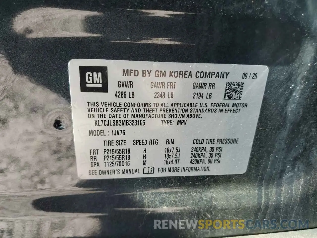 16 Photograph of a damaged car KL7CJLSB3MB323105 CHEVROLET TRAX 2021