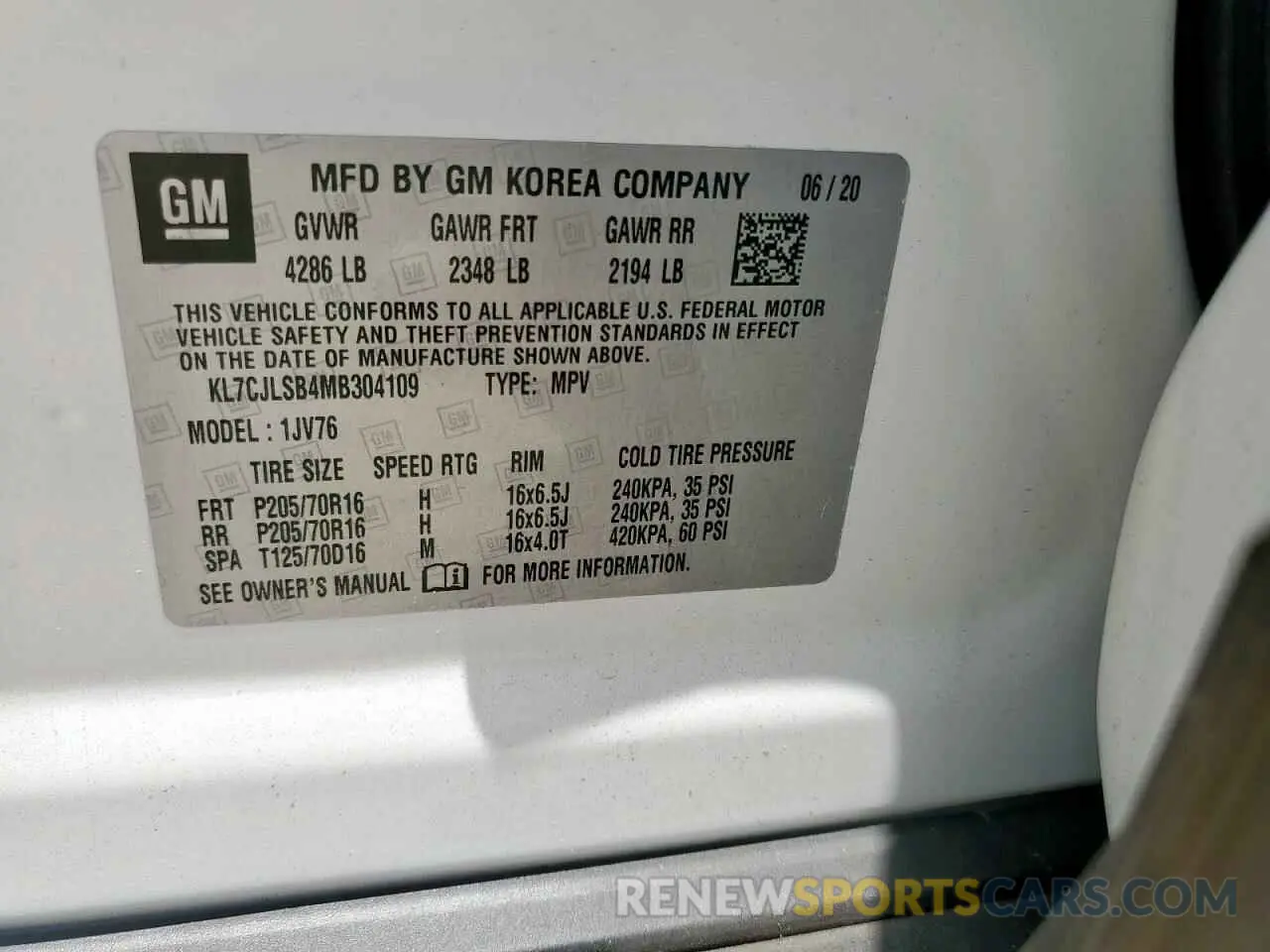 13 Photograph of a damaged car KL7CJLSB4MB304109 CHEVROLET TRAX 2021